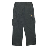 CARHARTT Mens Cotton Blend Black Relaxed Cargo Trousers W33 L29 Workwear Utility