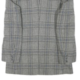 SQUARE DEAL Mens Grey Check Wool Blend Tailored Jacket S Woven Button Closure