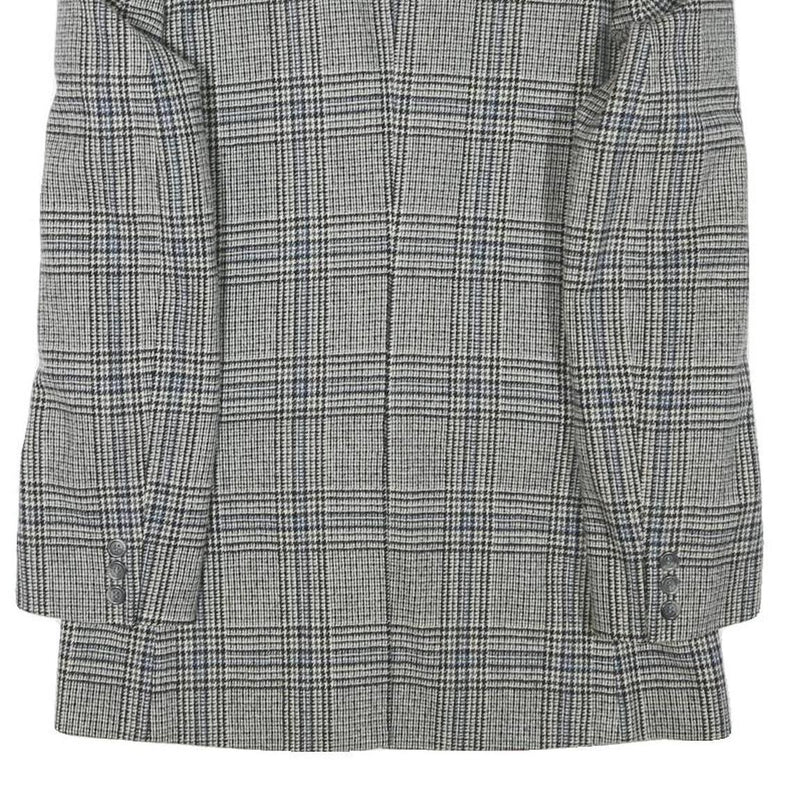 SQUARE DEAL Mens Grey Check Wool Blend Tailored Jacket S Woven Button Closure