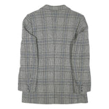 SQUARE DEAL Mens Grey Check Wool Blend Tailored Jacket S Woven Button Closure