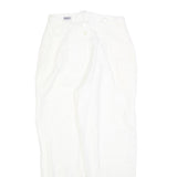 LIZA M Womens Cotton Blend White Regular Fit Straight Leg Trousers W28 L28