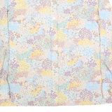 Womens Pastel Blue Yellow Purple Floral Print Shirt M Lightweight Stylish