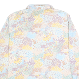 Womens Pastel Blue Yellow Purple Floral Print Shirt M Lightweight Stylish