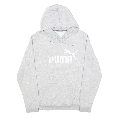PUMA Womens Grey Hoodie UK 14 Cotton Blend Pullover Casual Sportswear