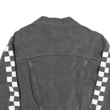 LEVI'S Womens Black Cotton Blend Denim Jacket S Checkered Sleeve Print Button