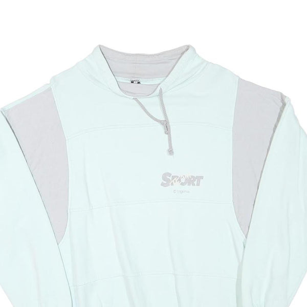 TRIGEMA Mens White & Light Grey Sport Pullover Sweatshirt M Cotton Blend Casual