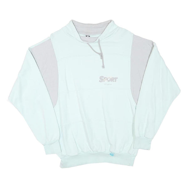 TRIGEMA Mens White & Light Grey Sport Pullover Sweatshirt M Cotton Blend Casual