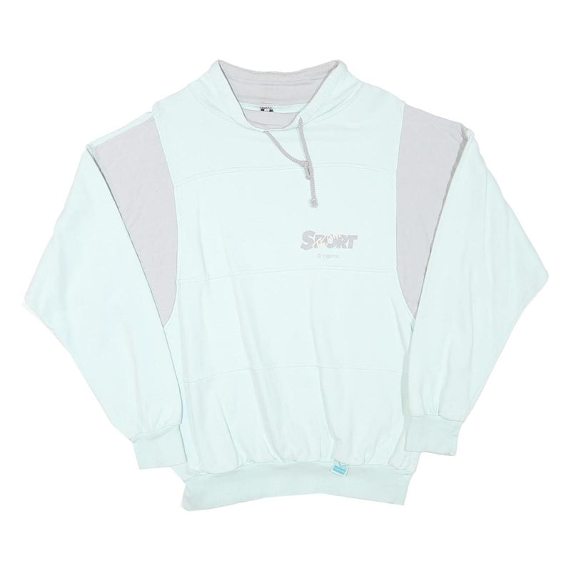 TRIGEMA Mens White & Light Grey Sport Pullover Sweatshirt M Cotton Blend Casual