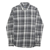 RALPH LAUREN Mens Grey & White Checked Shirt S Classic Button-Down Collar Cotton