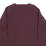 POLO RALPH LAUREN Girls Maroon Patterned Jumper Crew Neck Cable Knit XL Wool
