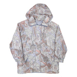 Womens Beige & Lilac Printed Polyester Blend Hooded Jacket L Zip Closure Unique