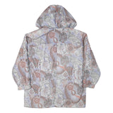 Womens Beige & Lilac Printed Polyester Blend Hooded Jacket L Zip Closure Unique