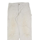 CARHARTT Mens Cotton Blend Beige Relaxed Straight Trousers W34 L32 Workwear