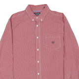 CHAPS Mens Red & White Check Shirt L Button-Down Collar Cotton Blend Stylish