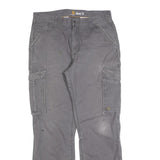 CARHARTT Mens Cotton Blend Grey Relaxed Cargo Work Trousers W34 L34 Durable Fit