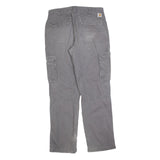 CARHARTT Mens Cotton Blend Grey Relaxed Cargo Work Trousers W34 L34 Durable Fit