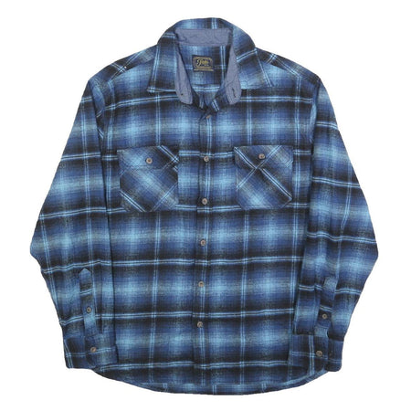 JACHS Mens Blue & Black Heritage Flannel Shirt XL Classic Plaid Cotton Style