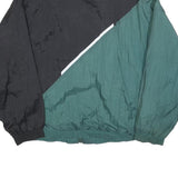 Mens Black & Green Colourblock Jacket XL Polyester Blend Zip Overcoat Plain
