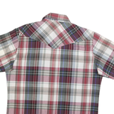 WRANGLER Mens Red & Grey Plaid Western Shirt L Cotton Blend Casual Short Sleeve