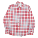 TIMBERLAND Mens Red & White Plaid Cotton Blend Shirt XL Button-Down Long Sleeve