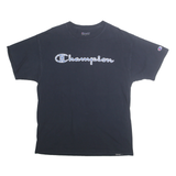 CHAMPION Mens Black Graphic T-Shirt L Short Sleeve Crew Neck Cotton Casual