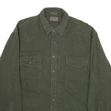 Mens Green Cotton Plain Shirt XL Casual Button Front Button Pockets