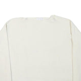 CALVIN KLEIN Womens White Plain Cotton Blend Jumper Crew Neck Basic Knit M