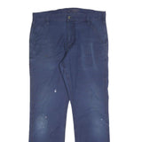 CARHARTT Mens Cotton Blend Blue Regular Straight Trousers W33 L32 Workwear Zip