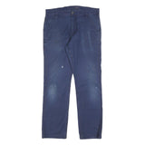CARHARTT Mens Cotton Blend Blue Regular Straight Trousers W33 L32 Workwear Zip