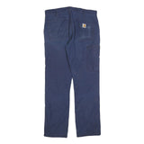CARHARTT Mens Cotton Blend Blue Regular Straight Trousers W33 L32 Workwear Zip