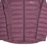 FILA Womens Maroon Quilted Jacket L Polyester Blend Zip Casual Lightweight Sport