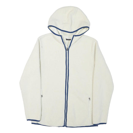 CRANE Mens White Hoodie M Full Zip Warm Fleece Jacket Casual Outerwear