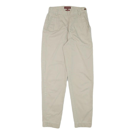 LOGG Womens Slim Beige Cotton Blend Trousers W24 L28 Zip Casual Stylish