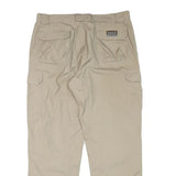 BAILOS Mens Cotton Blend Beige Relaxed Straight Trousers W35 L31 Cargo Pockets