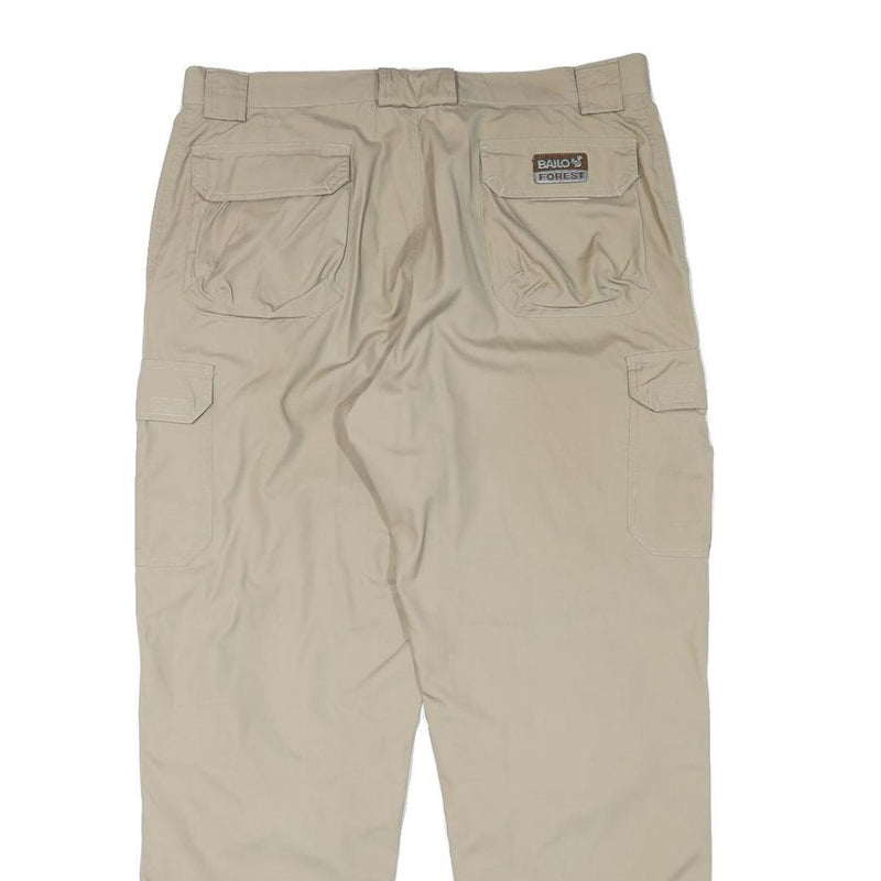 BAILOS Mens Cotton Blend Beige Relaxed Straight Trousers W35 L31 Cargo Pockets