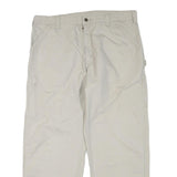 CARHARTT Mens Cotton Blend Beige Regular Fit Straight Leg Trousers W38 L30