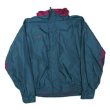 COLUMBIA Mens Blue & Burgundy Outdoor Jacket 2XL Polyester Blend Zip Windbreaker