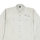 ANDERSON GEOFF Mens Cream L Cotton Blend Casual Button-Down Shirt Long Sleeve
