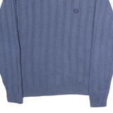 CHAPS Mens Blue Patterned Cotton Jumper Crew Neck Basic Knit S Classic Style