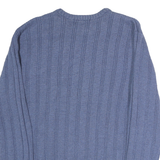 CHAPS Mens Blue Patterned Cotton Jumper Crew Neck Basic Knit S Classic Style