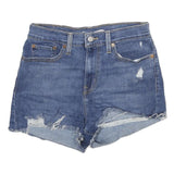 LEVI'S Womens Shorts Blue Denim Distressed S W28 Casual Summer Cut-Off