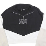 H&M Womens Black & Cream USA United Half Zip Sweatshirt S Colourblock Cropped