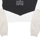 H&M Womens Black & Cream USA United Half Zip Sweatshirt S Colourblock Cropped