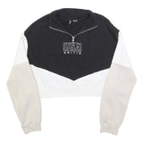 H&M Womens Black & Cream USA United Half Zip Sweatshirt S Colourblock Cropped