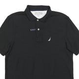NAUTICA Mens Black Short Sleeve Plain Cotton Blend Polo Shirt S Classic Fit