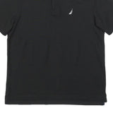 NAUTICA Mens Black Short Sleeve Plain Cotton Blend Polo Shirt S Classic Fit