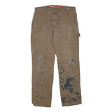 DICKIES Womens Cotton Blend Beige Workwear Regular Straight Trousers W34 L32