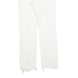 LEVI'S 501 Womens White Regular Straight Denim Raw W24 L30 Distressed Jeans