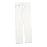 LEVI'S 501 Womens White Regular Straight Denim Raw W24 L30 Distressed Jeans