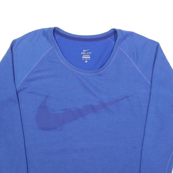 NIKE Womens Blue Sweatshirt Crew Neck M Cotton Blend Lightweight Sportswear